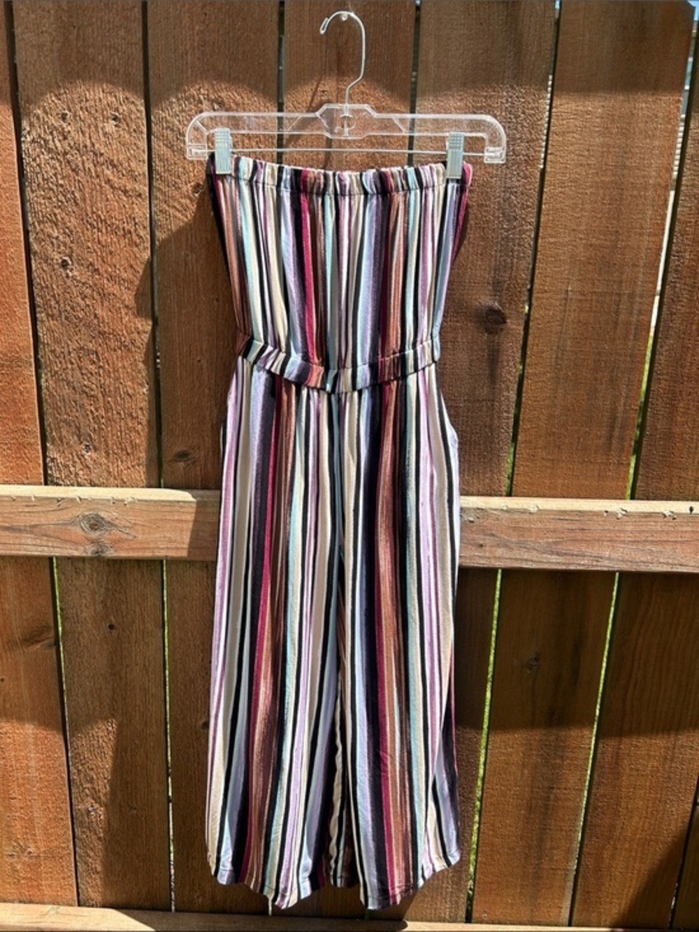 ShoSho Strapless Striped Crop Length Jumpsuit Size Small